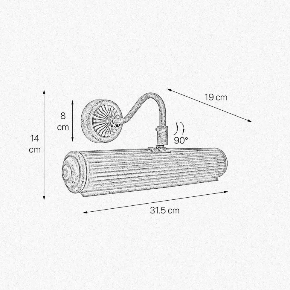 Bilderleuchte Messing B: 31,5 cm in Bronze Jugendstil E14