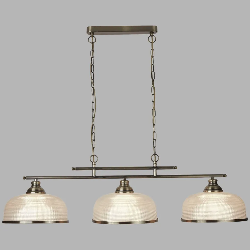 Billardleuchte Esstisch B: 99 cm in Messing antik 3x E27