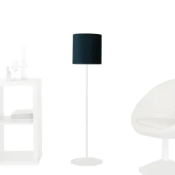 Blauer Lampenschirm für Stehlampen Stoff Zylinder