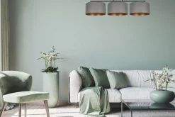 Blendarme Deckenlampe Stoff Graphit Gold E27 3-flammig