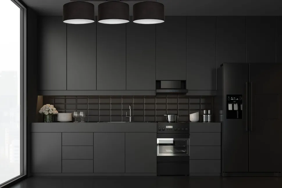 Blendarme Deckenlampe Stoff Schwarz Weiß E27 3-flammig