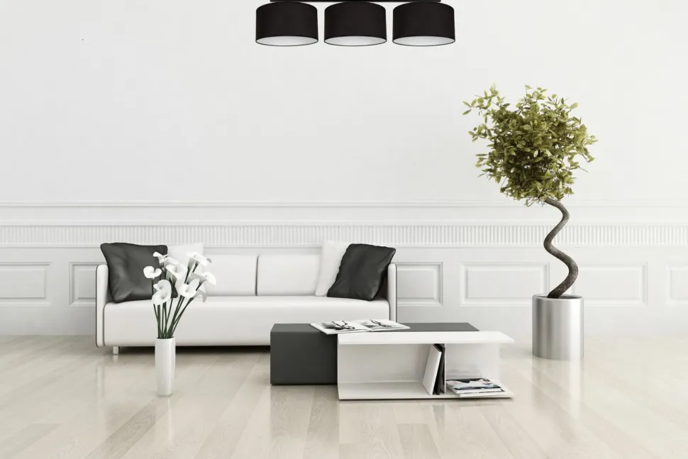 Blendarme Deckenlampe Stoff Schwarz Weiß E27 3-flammig