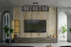 Blendarme Deckenlampe Stoff Graphit Muster E27 3-flmg