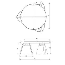 Blendarme Deckenlampe Stoff Holz Metall B:48 cm E27