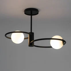 Blendarme Deckenleuchte Glas Schwarz Weiß G9 L:55 cm