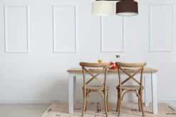 Blendarme Deckenleuchte Stoff Ecru Braun E27 L:70 cm