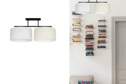 Blendarme Deckenleuchte Stoff Weiß Ecru E27 L:70 cm