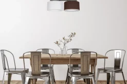 Blendarme Deckenleuchte Stoff Weiß Braun E27 L:70 cm