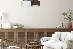 Blendarme Deckenleuchte Stoff Weiß Braun E27 L:70 cm