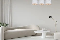 Blendarme Deckenleuchte Stoff Weiß Gold E27 100 cm lang