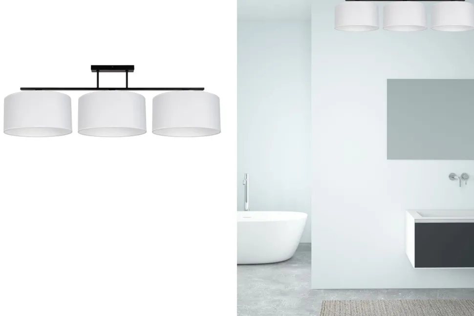 Blendarme Deckenleuchte Stoff Schwarz Weiß E27 3-flmg