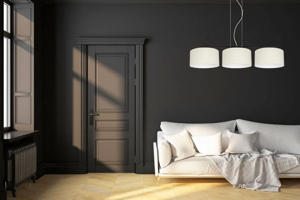 Blendarme Hängelampe Stoff Schwarz Ecru E27 L:100 cm