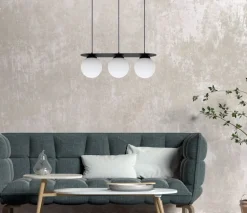 Blendarme Hängeleuchte Glaskugeln E27 3-flmg Schwarz