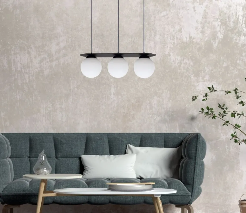 Blendarme Hängeleuchte Glaskugeln E27 3-flmg Schwarz