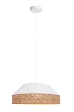 Blendarme Hängeleuchte Stoff Rattan E27 Ø45 cm wohnlich