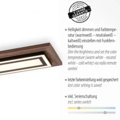 Blendarme LED Deckenleuchte dimmbar Holz 107 cm 5500 lm