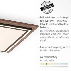 Blendarme LED Deckenleuchte dimmbar Holz B:53,4 cm 44 W