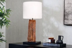 Blendarme Nachttischleuchte Holz Stoff E27 58 cm groß
