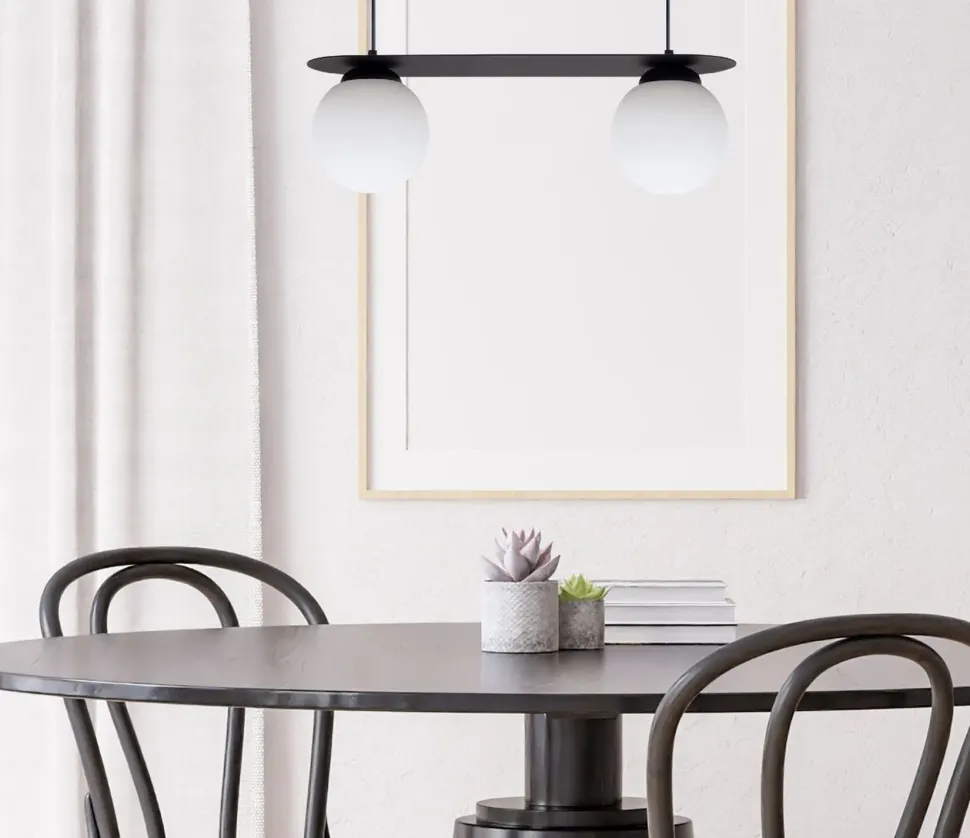 Blendarme Pendelleuchte Glaskugeln E27 2-flmg Schwarz