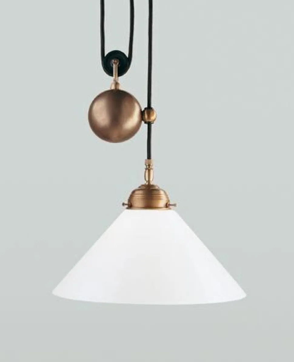 Blendarme Pendelleuchte Messing Glas E27 L:30 cm