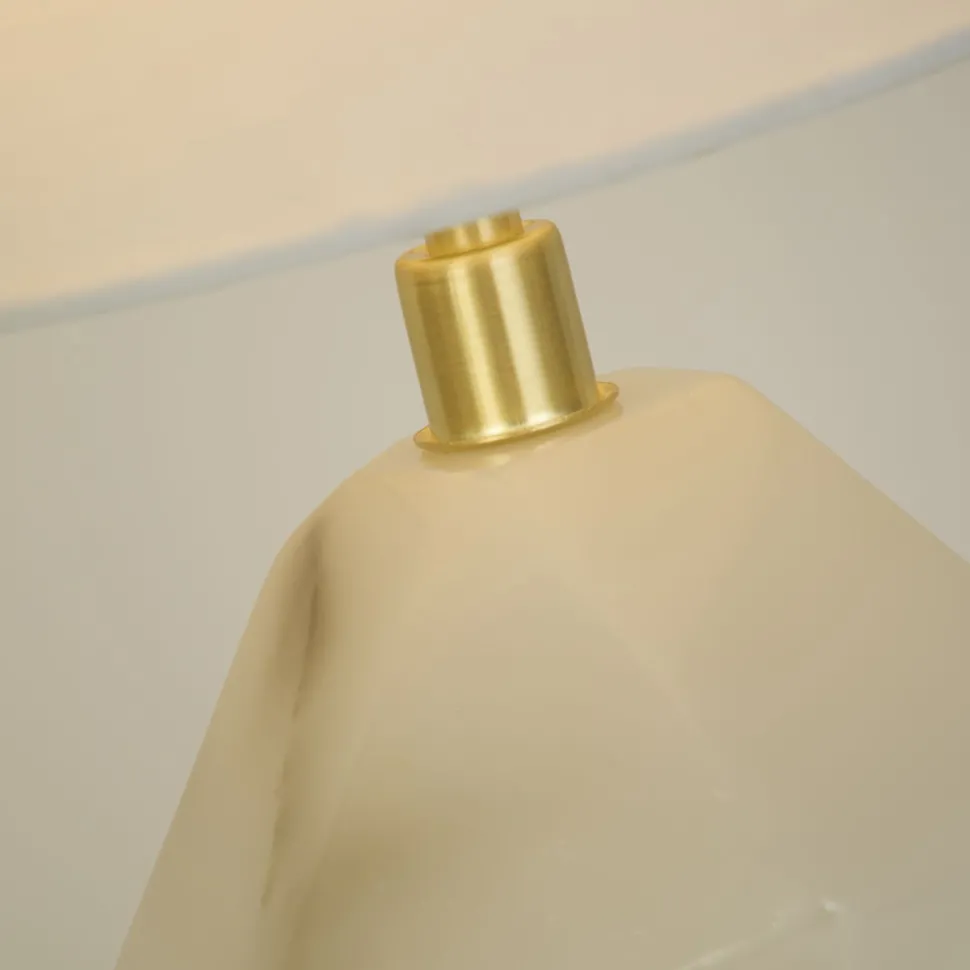 Blendarme Tischlampe Harz Stoff 55,5 cm wohnlich Weiß