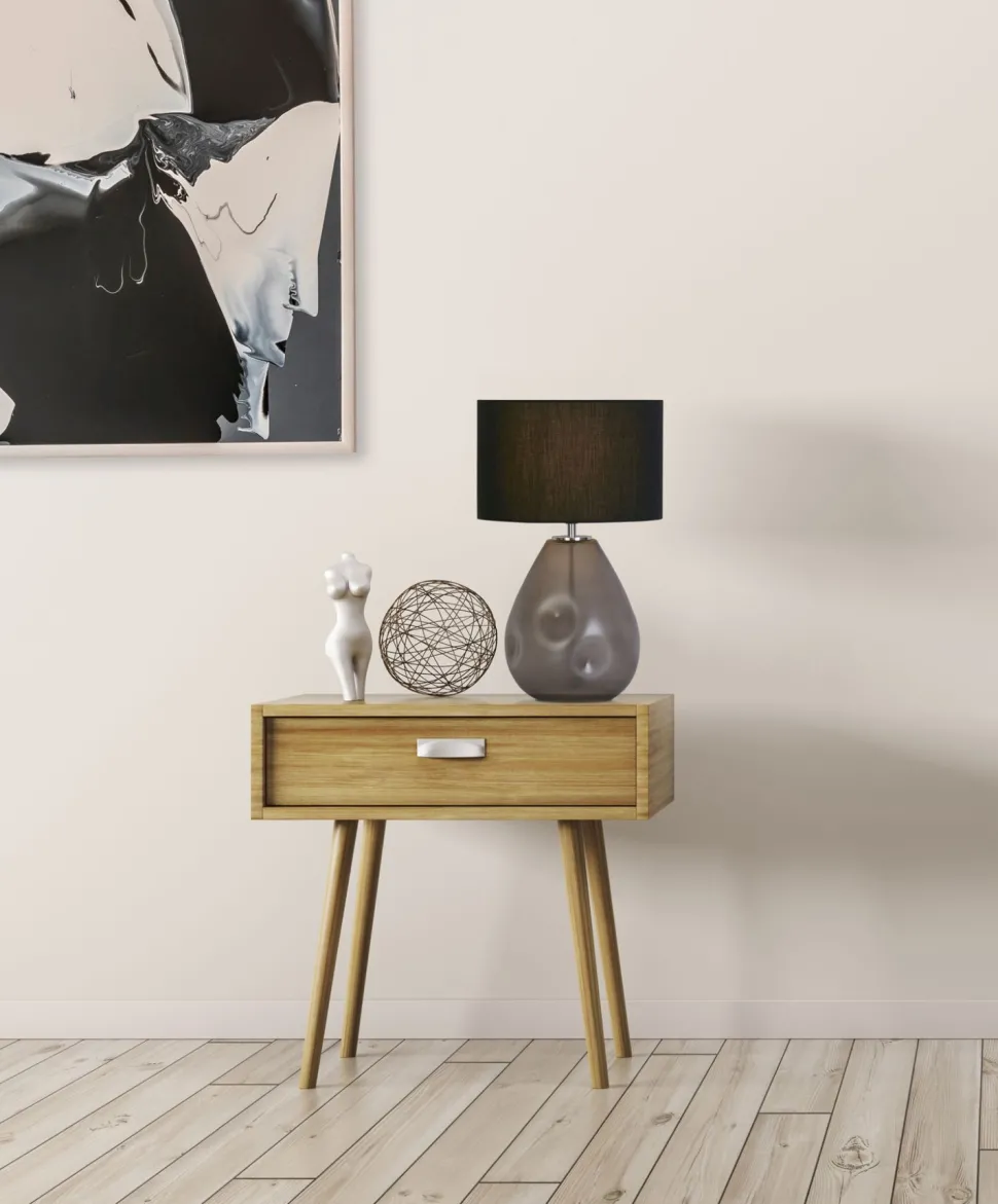 Blendarme Tischleuchte Glas Stoff 44,5 cm E27 Schwarz