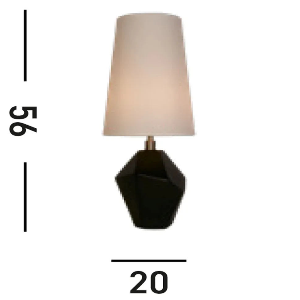 Blendarme Tischleuchte Harz Stoff 55,5 cm Schwarz Weiß