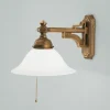 Blendarme Wandlampe Messing Glas E27 Zugschalter