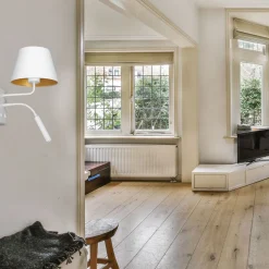 Blendarme Wandlampe Weiß Gold Stoff Lesearm E27 G9