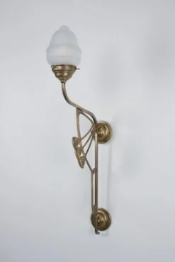 Blendarme Wandleuchte Berliner Messing Glas H:85 cm E27