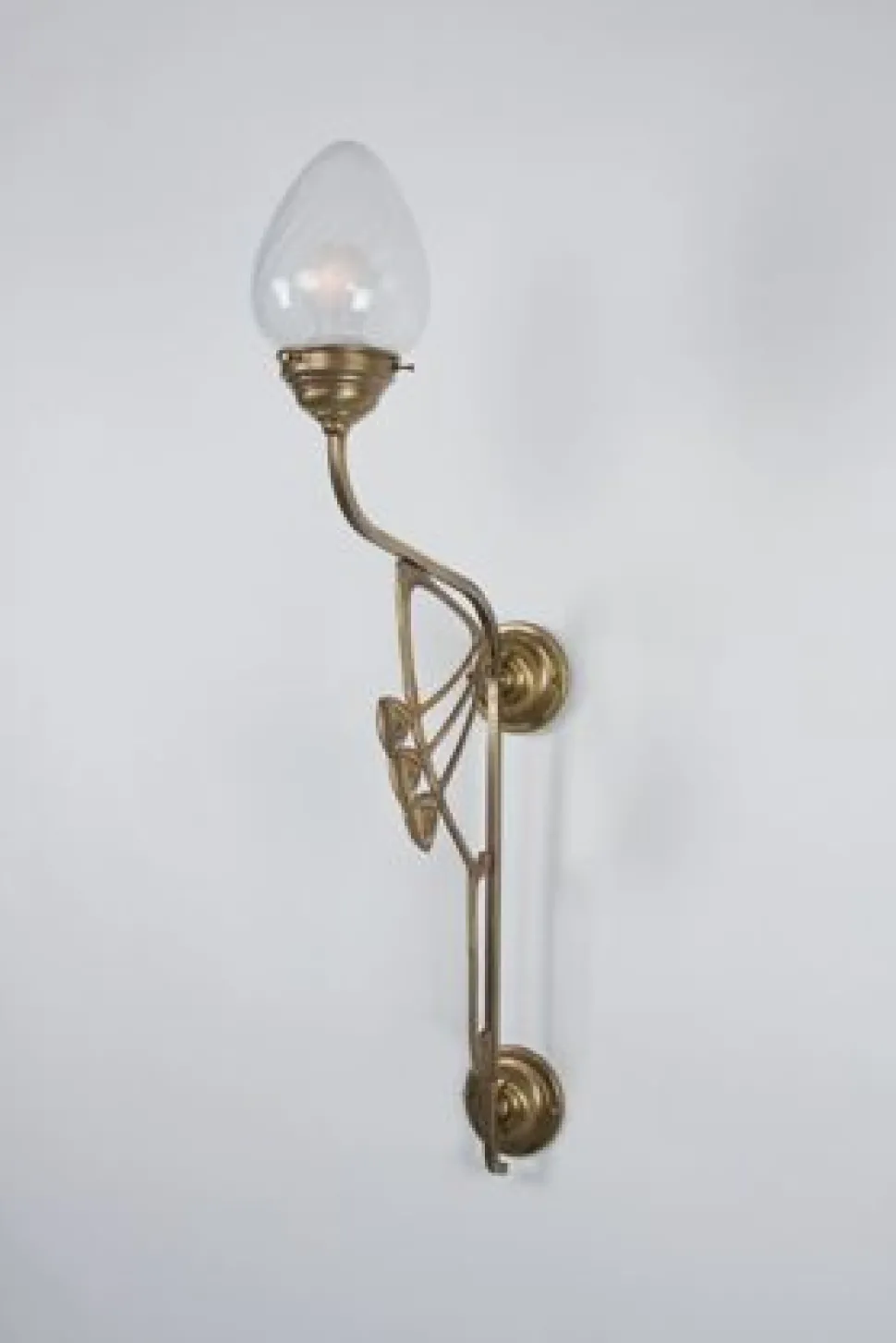 Blendarme Wandleuchte Messing Glas Blau H:86 cm E27