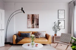 Bogenleuchte groß 217 cm hoch 2-flammig in Schwarz GU10