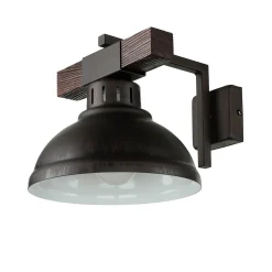 Braune Wandleuchte Echt Holz Metall Made in EU E27