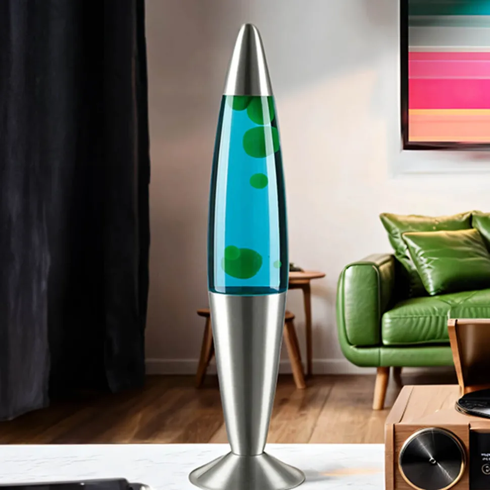 Bunte Lavalampe Blau Wachs Grün JENNY 42cm hoch