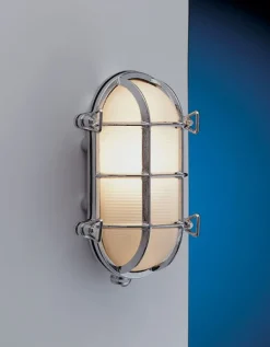 Chrom Wandlampe LED aus Messing IP54 Maritim außen