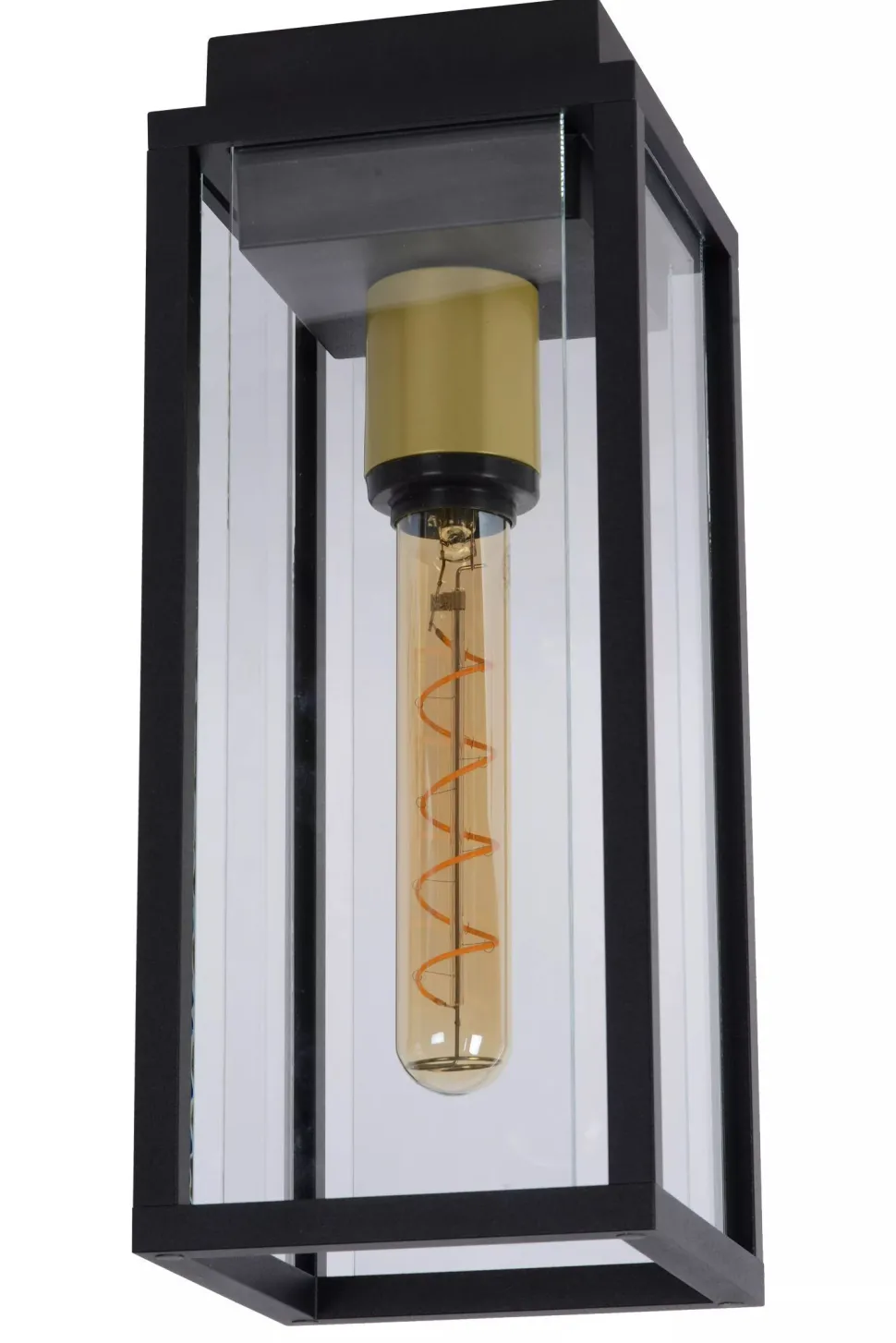 Deckenlampe Außen Glas Metall Schwarz E27 IP54 Terrasse