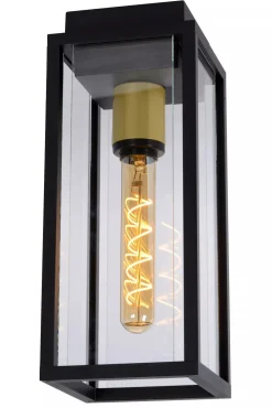 Deckenlampe Außen Glas Metall Schwarz E27 IP54 Terrasse