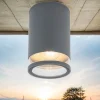 Deckenlampe außen IP44 Ø 11 cm klein Grau für E27
