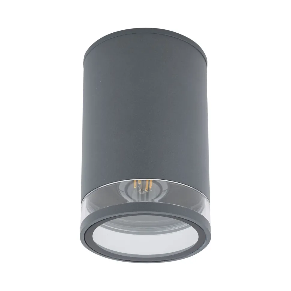 Deckenlampe außen IP44 Ø 11 cm klein Grau für E27