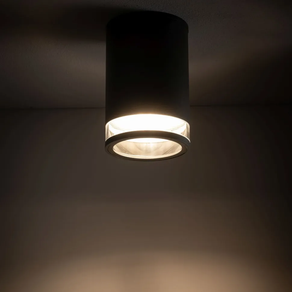 Deckenlampe außen IP44 Ø 11 cm klein Grau für E27