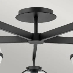 Deckenlampe Bad IP44 81,3 cm breit E14 Schwarz Metall Glas