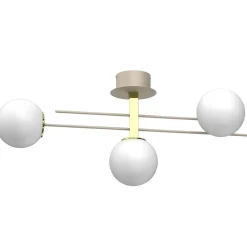 Deckenlampe E27 Glaskugeln Metall in Beige Gold L:88 cm