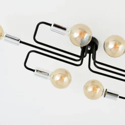 Deckenlampe flach Metall 6-flammig Retro 55 cm lang