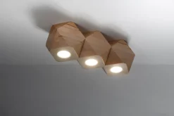 Deckenlampe 3-flammig 36 cm klein Holz GU10 wohnlich