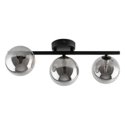 Deckenlampe 3-flammig 47 cm lang Schwarz Grau G9 Rauchglas