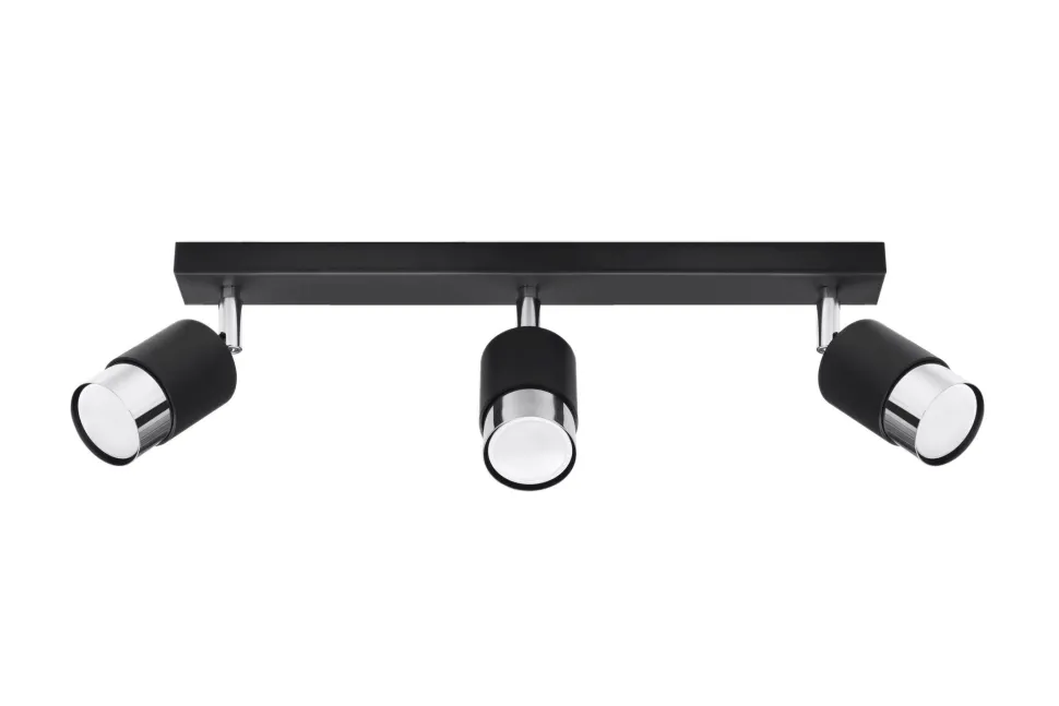 Deckenlampe 3-flammig 45 cm Schwarz Chrom schwenkbar