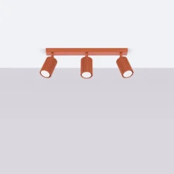 Deckenlampe 3-flammig B: 45 cm klein GU10 Rot aus Aluminium