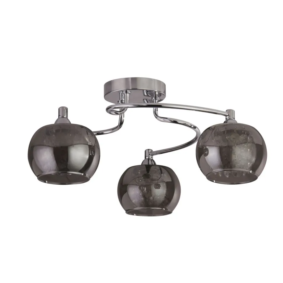 Deckenlampe 3-flammig Chrom Rauchgrau G9 Glas Metall