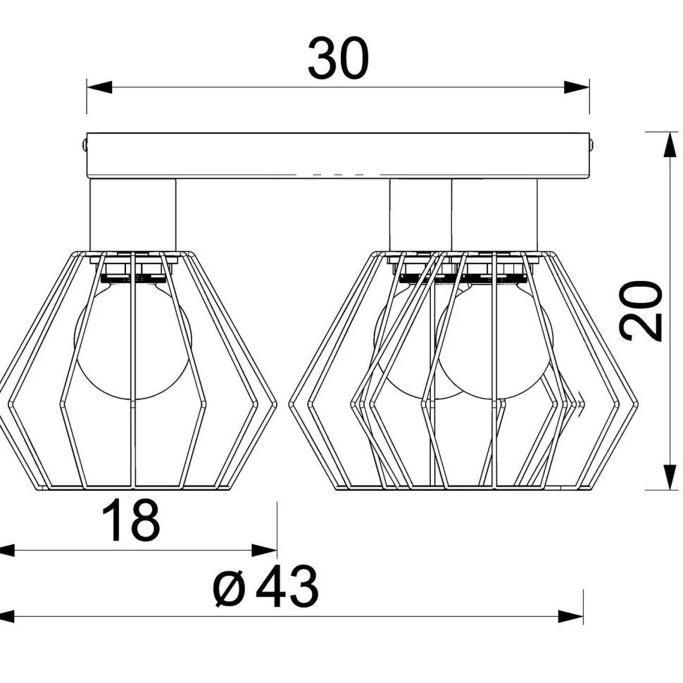Deckenlampe 3-flammig Draht Metall Schwarz Ø43 cm rund
