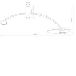 Deckenlampe 2-flammig GX53 Schwarz Holz B: 110 cm